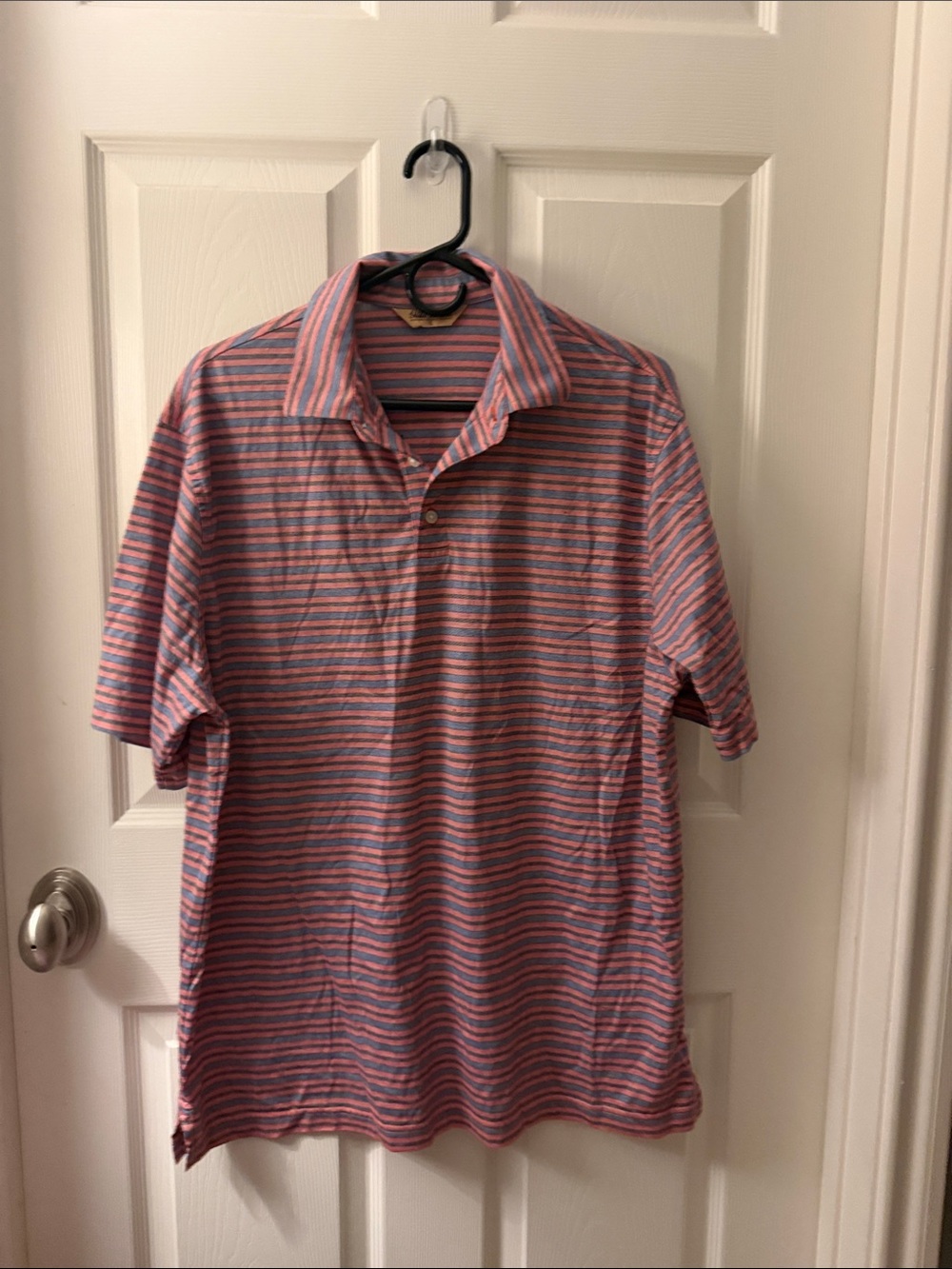 Men's Striped Polo Shirt - Pink & Blue